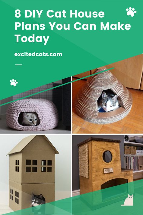 Cardboard Box Cat House Diy Easy, Diy Cat House Indoor, Cat House Diy Cardboard, Diy Cat House, Cat House Indoor, Indoor Cat House, Diy Cat Hammock, 4 Bedroom House Plan, Cat House Plans