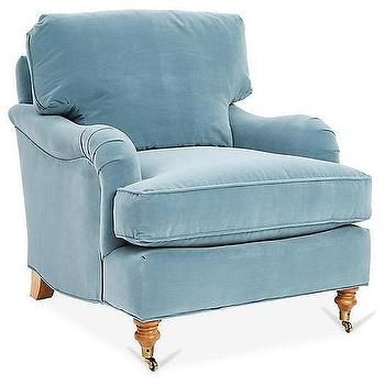 Seaside Blue Club Chair - Products, bookmarks, design, inspiration and ideas. Blue Accent Chairs, Swivel Club Chairs, Luxury Chairs, Traditional Interior Design, Fancy Houses, Art Chair, Living Room Update, Final Destination, Velvet Chair