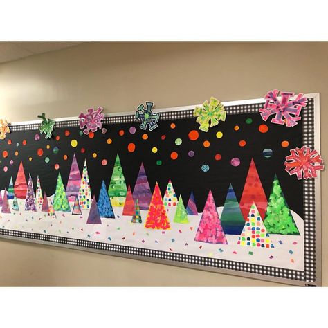 It’s Beginning to look a lot like CHRISTMAS! I have been dreaming about making this bulletin board for months!! All of my classes have… | Instagram Bulletin Board Holiday Ideas, Christmas Display School, Classroom Door Displays Christmas, Christmas School Board Decorations, Christmas Ornament Bulletin Board, Holiday School Decorations, Holidays Bulletin Boards, If Snow Came Down In Colors, Christmas Murals School