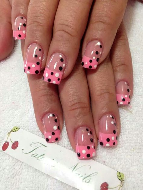 French and dots Spotty Nails, Nails Design Fall, Thanksgiving Nails Design Fall, Everyday Nails, Polka Dot Nail Designs, Accent Nail Designs, Kids Nail Designs, Dot Nails, Pedicure Designs Toenails