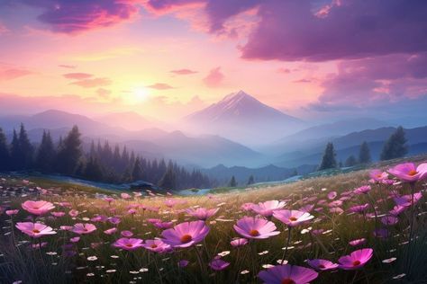 Spring season flower field grass. | premium image by rawpixel.com / Tanat Chittirungsan Sunset Flower Field, Background Sunrise, Spring Season Flowers, Grass Field, Pastel Background, Flower Field, Spring Season, Anemone, Blossom