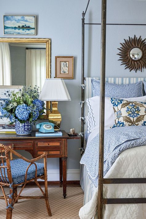 Heather Chadduck Interior Design, Grand Millennial Bedroom, Heather Chadduck, Blue And White Decor, Relaxed Elegance, Sea Captain, Blue White Decor, Blue Rooms, Cool Ideas