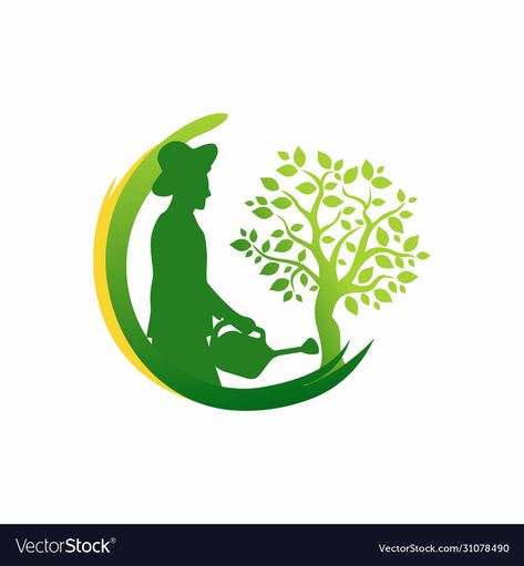 Man Gardening, Farmer Man, Environment Logo, Awesome Shirt Designs, Farm Logo Design, Plant Logos, Agriculture Logo, Tree Logo Design, Eco Logo