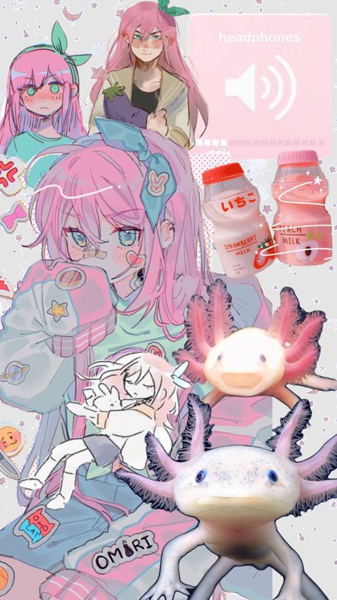 #aubrey #pink #axolotl #omori #aesthetic Pink Axolotl, Aesthetic Shuffles, Best Seasons, Special Places, Aesthetic Photo, Your Aesthetic, Connect With People, Creative Energy, Cute Wallpapers