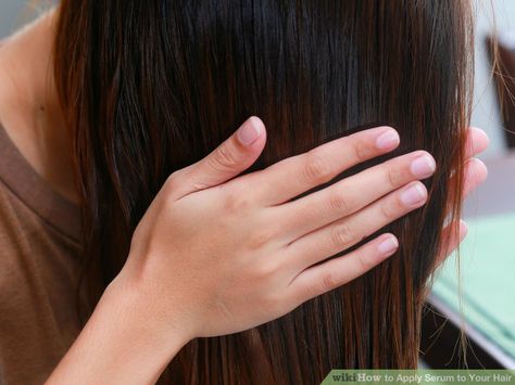 Image titled Apply Serum to Your Hair Step 8 Frizzy Hair Fix, Oil Your Hair, Soft Shiny Hair, Short Natural Haircuts, Choppy Bob Haircuts, Breaking Hair, Hair Fixing, Step By Step Hairstyles, Copper Hair Color