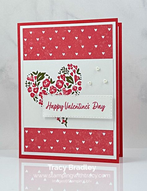 Stampin' Up! Country Bouquet Stamp Set - Stamping With Tracy Valentines 2023, Stampin Up Valentine Cards, Valentines Day Cards Handmade, Country Bouquet, Diy Valentines Cards, Simple Cards Handmade, Stamp Ideas, Tag Ideas, Hand Crafted Cards