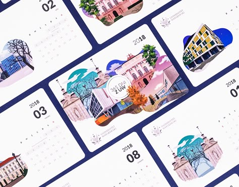 Calendar for University of Warsaw on Behance Graphic Design Calendar, Project Calendar, University Calendar, Calendar Design Inspiration, Company Calendars, Desk Calendar Design, Office Calendar, Grid Wallpaper, Creative Calendar