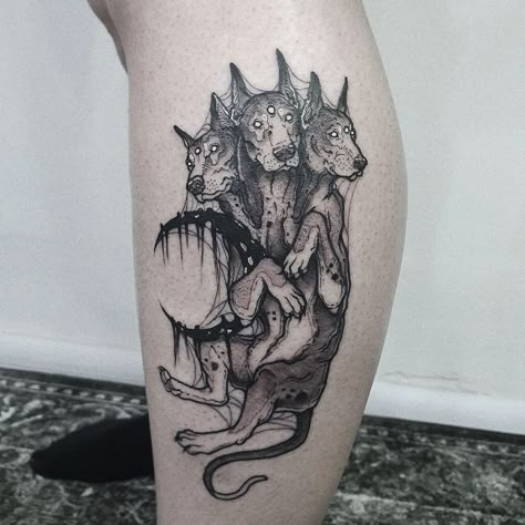 cerberus-dark-tattoo-chaltura 3 Headed Dog Tattoo, 3 Headed Dog, Cerberus Tattoo, Final Fantasy Tattoo, Hades Tattoo, Deer Skull Tattoos, Fantasy Tattoos, Mythology Tattoos, Greek Tattoos