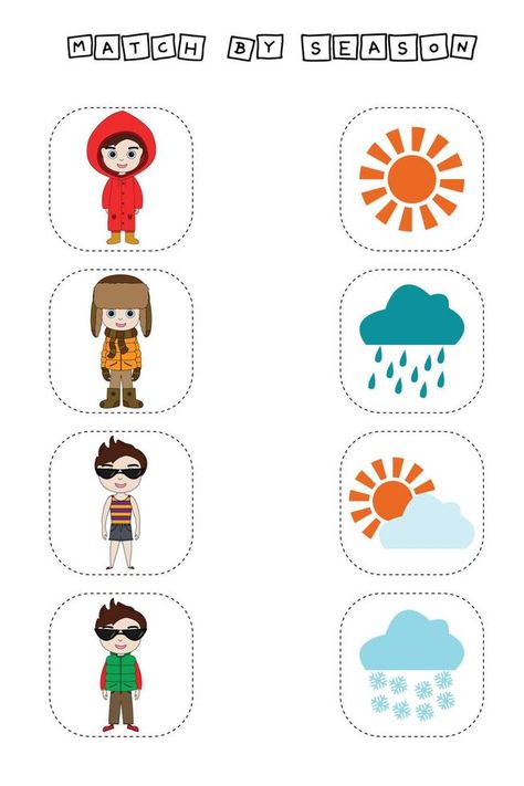 Weather And Seasons Activities, Weather Games For Kids, Toddler Weather Activities, Weather And Clothes Worksheet, Sensory Bottles For Toddlers, Clothes Worksheet, Dog Therapy, Seasons Worksheets, Weather Games