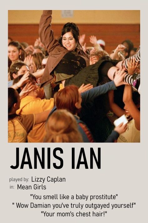 janis ian mean girls minimalist polaroid poster Janis Ian Mean Girls Outfit, Janice Mean Girls Outfits, Janis Ian Costume, Janis Mean Girls Outfit, Janis Ian Aesthetic, Janis Ian Outfit, Janice Mean Girls, Janice Ian, Mean Girls Janis