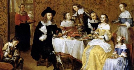 Communal dining, whether for a Thanksgiving feast or a simple dinner, is the communal human experience. Potrait Painting, 17th Century Art, Dutch Golden Age, Eat Together, Christian Traditions, Oil Painting Reproductions, Painting Reproductions, Museum Of Fine Arts, Famous Artists