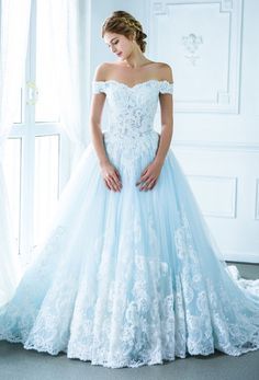 This pastel blue off Pastel Wedding Dresses, Victorian Ball, Blue Wedding Gowns, Party Dress Inspiration, Blue Wedding Dress, Princess Stuff, Colored Wedding Dress, Bridal Outfit, Pastel Dress