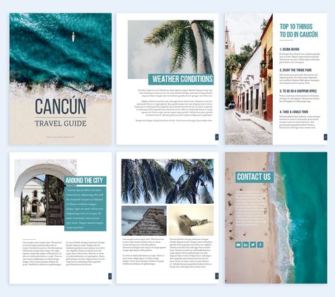 Best Canva Templates, Travel Guide Book Design, Cancun Travel Guide, Travel Blog Design, Create An Ebook, Free Business Logo, Philippines Tourism, Book Guide, Cancun Trip