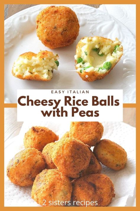 Cheesy Rice Balls, Cheesy Rice, Delicious Appetizers, 2 Sisters, Vegetarian Side Dishes, Risotto Recipes, Rice Balls, Best Side Dishes, Balls Recipe