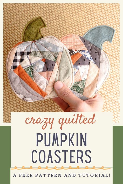 Sew A Pumpkin Pattern, Scrap Fabric Pumpkins, Halloween Mug Rug Patterns, Easy Quick Sewing Projects Simple, Quilting Coasters Patterns, Maple Leaf Quilt Pattern Free Printable, Seasonal Mini Quilts, Quilting Small Projects, Halloween Quilt Projects