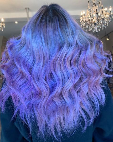 Periwinkle Blue Hair, Cotton Candy Hair Color, Candy Hair Color, Purple Blue Hair, Purple And Blue Hair, Periwinkle Hair, Unicorn Hair Color, Cotton Candy Hair, Arctic Fox Hair Color