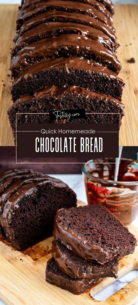 Quick Homemeade Chocolate Bread Hot Cocoa Bread, Quick Bake Bread, Speciality Breads, Loaves Of Bread Recipes, Chocolate Chip Muffin Bread, Chocolate Brownie Bread, Homemade Dessert Bread Recipes, Chocolate Breakfast Bread, Bread From Cake Mix Easy Recipes