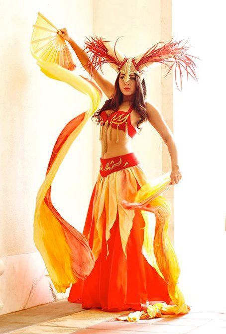 Fire bellydance Goddess Of Fire, Stilt Costume, Phoenix Costume, Fire Costume, Witches Night Out, Fire Goddess, Goddess Outfit, Fire Festival, Fire Dancer