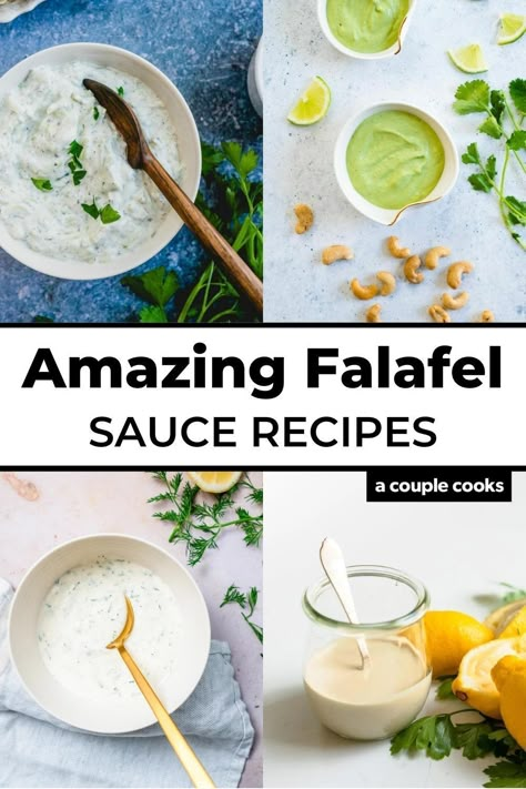 Falafel Sauce Recipe, Falafel Sauce, Vegetarian Recipes Gluten Free, Best Falafel, Greek Sauce, Creamy Cilantro Dressing, Falafel Burgers, Falafel Sandwich, Cucumber Sauce