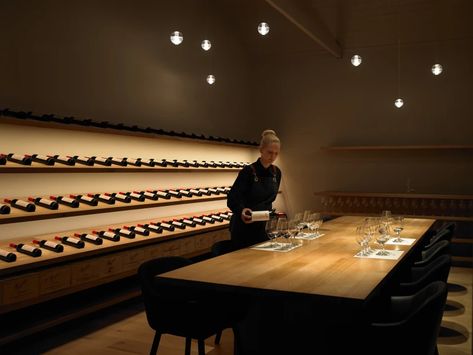 Wine Cellar Modern, Wine Architecture, Wine Store Design, Wine Shop Interior, Home Theater Basement, Australian Beach House, Wine Cave, Wine Tasting Room, Wine Tourism