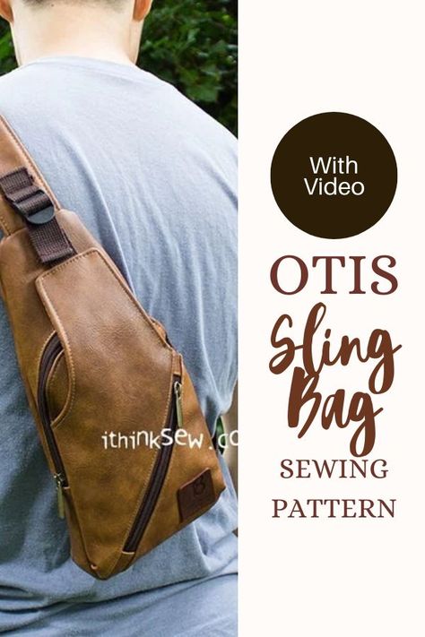 Otis Sling Bag sewing pattern (with video). This a casual and trendy design that is perfect for everyday use. This piece is specially designed for travel purposes, such as biking, hiking, jogging, and more! Due to its compact yet roomy figure it can fit your basic needs with ease. SewModernBags Free Sling Bag Patterns To Sew, Diy Sling Bag Pattern, Leather Sling Bag Pattern, Sling Bag Pattern Free, Backpack Sewing Patterns, Sling Bag Sewing Pattern, Easy Crossbody Bag, Diy Sling Bag, Crossbody Bag Sewing