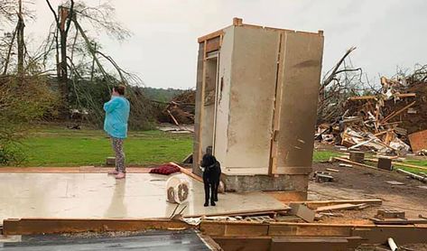 Concrete ‘safe room’ saves Mississippi family of 4 from tornado | CBS 17 Tornado Videos, Tornado Safe Room, Concrete Room, Oklahoma Tornado, Tornado Shelter, Rural Home, Georgia Coast, Lawrence County, Storm Shelter