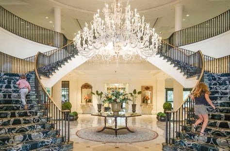 the charleston place hotel lobby staircase. Charleston Place Hotel, Double Staircase, Million Dollar Homes, Casa Exterior, Storey Homes, Dark Interiors, Luxury Homes Interior, Luxury Homes Dream Houses, Dream House Exterior