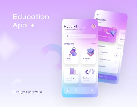 Education App | UI Design Concept App Design Ideas Inspiration, School App Design, App Ux Design Inspiration, Education App Ui Design, Learning App Ui Design, Education App Design, Creative Ui Design, Ux Ui Design Inspiration, Creative App Design