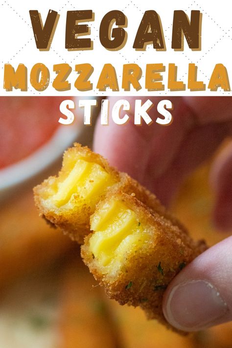 These easy homemade vegan mozzarella sticks are cheesy, crispy, and so easy to make! The best dairy-free and eggless fried cheese sticks. #veganmozzarellasticks #dairyfreemozzarellasticks #vegancheesesticks #vegancheese #mozzarellasticks Vegan Mozzarella Sticks, Easy Vegan Appetizers, Fried Cheese Sticks, Homemade Mozzarella Sticks, Fried Cheese, Vegan Mozzarella, Vegan Meat, Vegan Food Recipes, Mozzarella Sticks