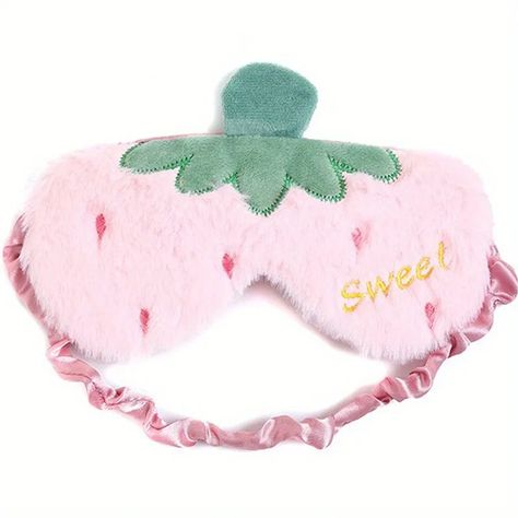 Cartoon Strawberry Design Plush Eye Mask, Office Travel Rest Sleep Shading Eye Mask, Sleep Mask Cover For Women - Temu Kids Eye Mask, Kids Sleep Mask, Cute Sleep Mask, Unicorn Eyes, Plush Unicorn, Night Mask, Mask Cute, Embroidery Tshirt, Girl Sleeping