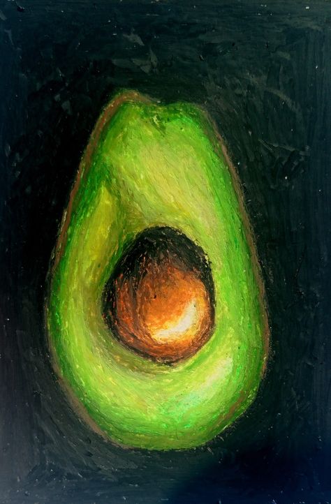 Avocado Painting, Oil Pastel Crayons, Soft Pastels Drawing, Oil Pastel Drawings Easy, Pen Art Work, Soft Pastel Art, Fruits Drawing, Oil Pastels Painting, Pastel Crayons