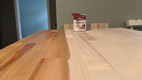 Watco Butcher Block Oil And Finish, Birch Butcher Block Stain Colors, Staining Butcher Block Countertops, Butcher Block Stain Colors, Butcher Block Bar Top, Acacia Butcher Block Countertops, Stain Butcher Block, Birch Butcher Block Countertops, Butcher Block Stain