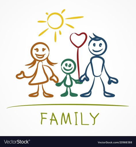 Happy family stick figure Royalty Free Vector Image Family Stick Figures, Family Holding Hands, Family Drawings, Silhouette Cameo Freebies, Family Tree Clipart, Hairstylist Tattoos, Stick Men Drawings, Kids Nursery Art, Family Tshirt