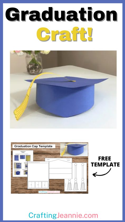 Make this easy Paper graduation cap for preschoolers and kindergarteners. Get the free template which makes this graduation craft so simple. It's perfect for your classroom graduation party, preschool graduation, kindergarten graduation and daycare graduation. Graduation Cap Template, Paper Graduation Cap, Daycare Graduation, Graduation Crafts Preschool, Preschool Graduation Theme, Kindergarten Graduation Decorations, Cap Template, Graduation Activities, Graduation Kindergarten