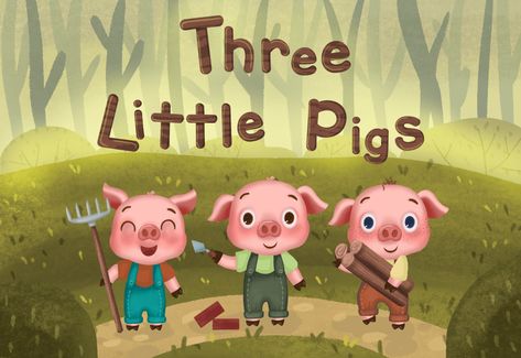 Cute little pigs, Children's book on Behance Three Pigs Illustration, Three Little Pigs Story, Three Little Pig, 3 Pigs, Three Pigs, Pig Images, 3 Little Pigs, The Three Little Pigs, Pig Wallpaper