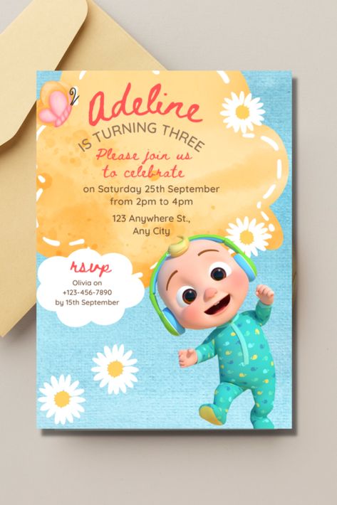 Coco & Melon Birthday Invitation JJ Printable Instant Download Personalized Invite Editable Template Digital or Printed Invites Coco Melon Invitation, Cocomelon Invitation Template, Coco Melon Birthday, Old Macdonald Birthday, Melon Birthday, Coco Melon, Birthday Invites, Birthday Invitation Template, Blackpink Rose