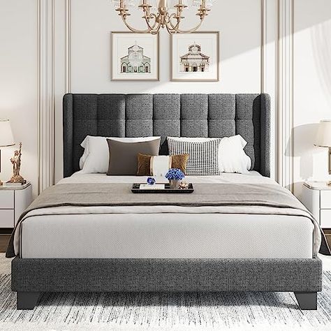 Want your room to look like a 5 star hotel? Tufted Bed Frame, Modern Upholstered Beds, Fitted Bedrooms, Queen Size Platform Bed, Tufted Bed, Queen Size Bed Frames, Wood Headboard, Upholstered Bed Frame, Tufted Headboard