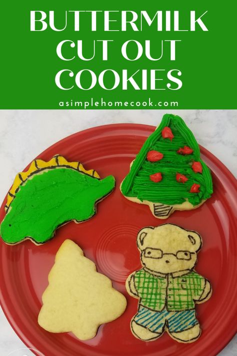 Buttermilk Cut Out Cookies Sugar Cookie Recipe With Buttermilk, Sugar Cookie Cutout Recipe, Country Bakery, Buttermilk Cookies, Amish Bakery, Roll Out Sugar Cookies, Christmas Cutout Cookies, Cut Out Cookie Recipe, Christmas Cutouts