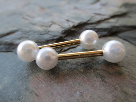 White Faux Pearl Full Set Barbell Nipple Piercings or Tongue Rings 1/2" 13mm 14G 14 Gauge (1.6mm) Body Jewelry Piercings Tongue, Tongue Piercings, Tongue Ring, Cute Piercings, Tongue Piercing, Tongue Rings, Piercing Ring, Wedding Rings Rose Gold, Body Piercings