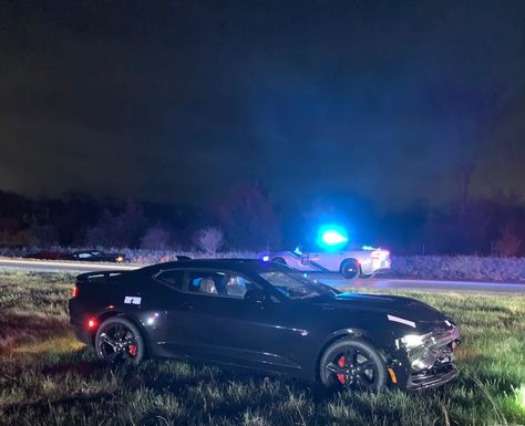 Five Camaros stolen from the factory in Lansing, Michigan, including at least two 650-hp ZL1s, led police on a wild chase that ended with multiple arrests. Police Chase Aesthetic, Police Chase, Police Car Aesthetic, Spike Strip, Police Cars Aesthetic, Cop Cars At Night, Police Car Inside, Chevy Camaro Zl1, Police Car Chase