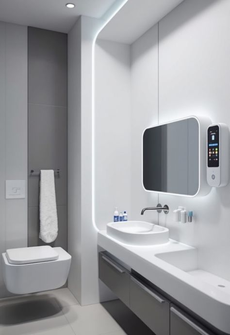 futuristic bathroom ideas High Tech Bathroom, Futuristic Bathroom, High Tech Interior, Modern Futuristic, Agriculture Industry, Design And Technology, Dental Hygiene, Dental Clinic, Travel And Leisure