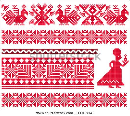 Ukranian Slavonic patterns. To see similar, please VISIT MY GALLERY.   - stock vector Russian Embroidery, Ukrainian Embroidery, Russian Style, Cross Stitch Borders, My Gallery, Cross Stitch Patterns Free, Arte Popular, Embroidery Pattern, Tablecloths