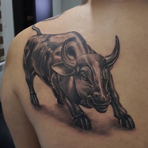 Charging Bull, Shoulder Blade Tattoo, Taurus Tattoos, Bull Tattoos, Cowgirl Art, Vintage Cowgirl, Tattoo Parlors, Traditional Tattoo Art, Tattoo Project