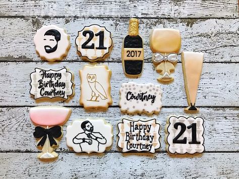 Drake ovo birthday cookies by JJSweets Drake Themed Party Birthday Ideas, Drake Birthday Party Ideas, Drake Cookies, Drakes 2000s Party, Drake Birthday Party Theme, Drake Themed Birthday Party, Ovo Cake Drake, Drake Birthday Cake, Drake Birthday Party