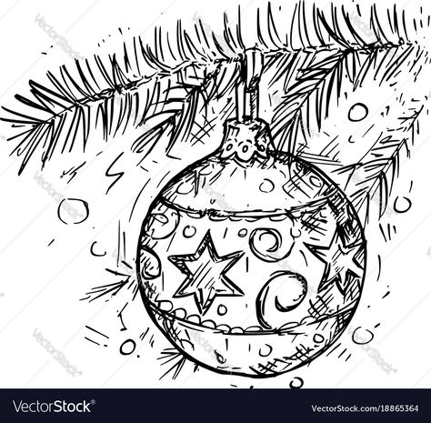 Town Drawing, Xmas Drawing, Christmas Sketch, Ball Drawing, Christmas Balls Decorations, Christmas Doodles, Christmas Card Art, Drawing Vector, Background Drawing