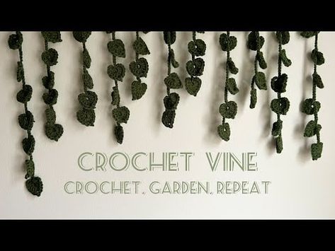 (22) Crochet Vine🪴*Beginner friendly*🪴 Crochet, Garden, Repeat - YouTube Crochet Vine Garland Pattern, Crochet Vines Pattern, Crochet Vines Room Decor, Crochet Vines Free Pattern, Crochet Vines And Leaves Pattern, Crochet Vines, Beginner Friendly Crochet, Crochet Garden, Crochet Garland