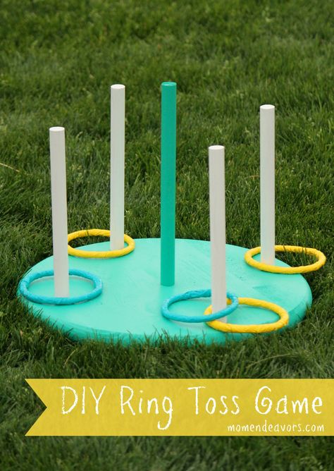 Fun for the whole family! Make a DIY Ring Toss Game! Directions on momendeavors.com Diy Ring Toss, Diy Yard Games, Kids Yard, Ring Toss Game, Diy Ring, Outdoor Games For Kids, Woodworking For Kids, Ring Toss, Toss Game