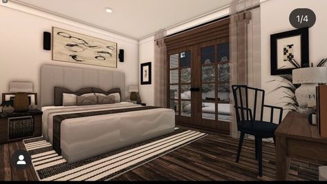 Rustic Bloxburg Bedroom, Blockburg Interior Ideas, Suburban Bloxburg Bedroom, Bloxburg Realistic Bedroom Ideas, Bloxburg Interior Ideas Bedroom, Modern Bedroom Ideas Bloxburg, Bloxburg House Bedroom, Realistic Bedroom Bloxburg, Bloxburg Modern House Interior