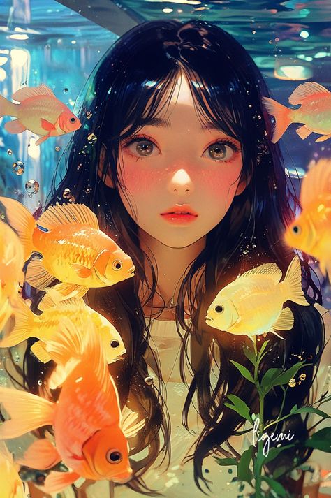 Lost in a world of dreams and golden fish 🐠✨ . . #UnderwaterArt #FantasyVibes #DigitalArt #FishLovers #DreamyAesthetic #AnimeInspo #SurrealArt #ArtisticVibes #OceanDreams #Aesthetic #ligemi #ai #artworks #aiartworks #aiart #anime Golden Fish Aesthetic, Goldfish Wallpaper, Wallpaper Portrait, Fish Aesthetic, Golden Fish, Underwater Art, Taehyung Wallpaper, Kim Taehyung Wallpaper, Surreal Art