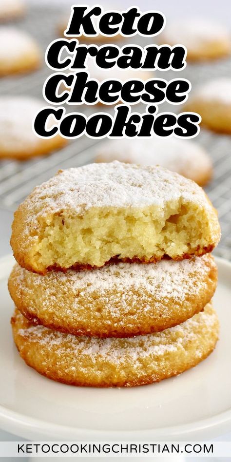 These easy to make Keto Cream Cheese Cookies are pillowy soft, buttery, and melt-in-your mouth delicious. They're the perfect cookie for any occasion! Keto Sour Cream Cookies, Almond Flour Cream Cheese Cookies, Keto Recipes With Heavy Cream, Cream Cheese Keto Dessert, Keto Cream Cheese Recipes, Keto Cream Cheese Dessert, Keto Cookies And Cream, Keto Cookies Recipes, Keto Cream Cheese Cookies